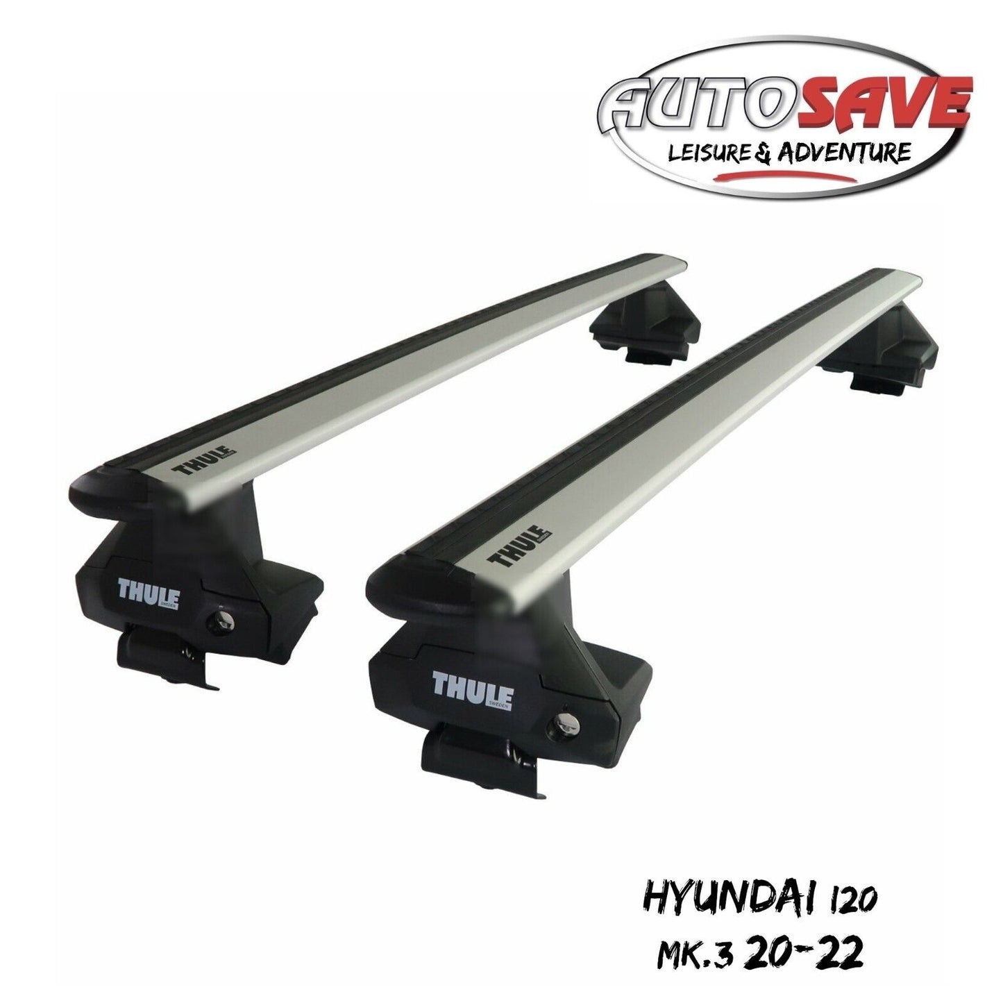 Thule Aluminium WingBar Evo Silver Roof Bars Set for Hyundai i20 Mk.3 20-22