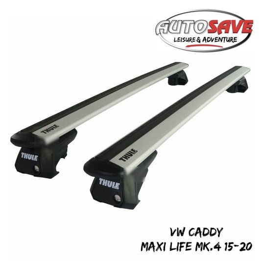 Thule Alu WingBar Evo Silver Roof Bar Set for VW Caddy Maxi Life Mk4 15-20 Rails
