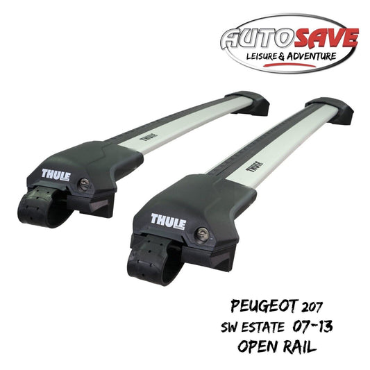 Thule WingBar Edge Silver Roof Bars Peugeot 207 SW Estate 07-13 Open Rails Aero