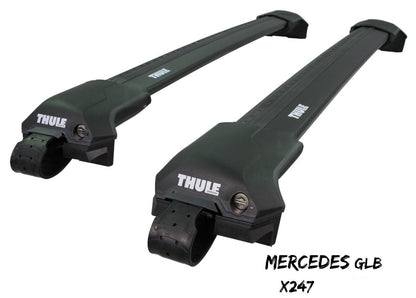 WingBar Edge (black) Roof Bars to fit Mercedes GLB X247 2020-26 Raised (Open) Rails