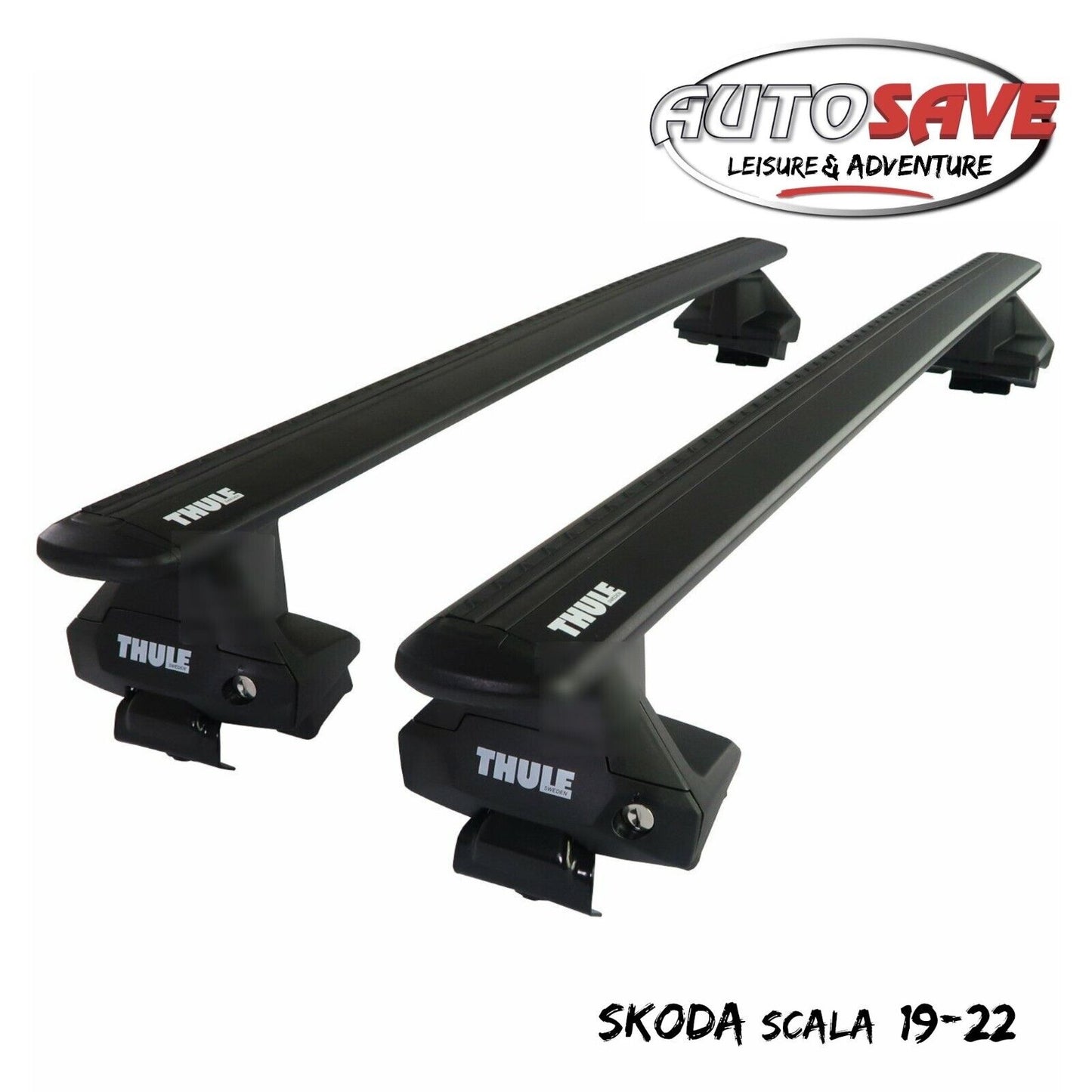 Thule Aluminium WingBar Evo Black Roof Bars Set for Skoda Scala 19-22 Lockable