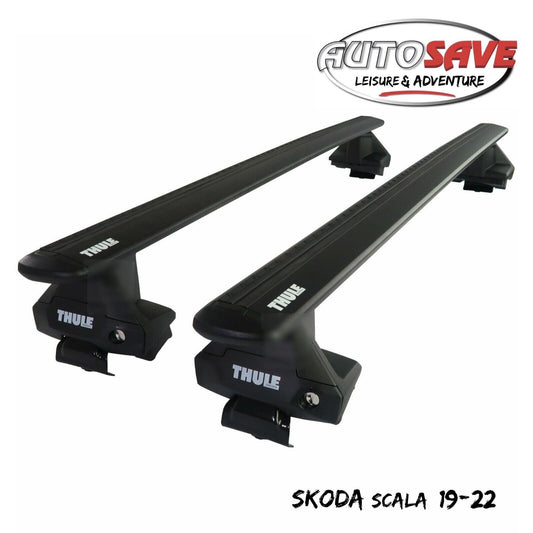 Thule Aluminium WingBar Evo Black Roof Bars Set for Skoda Scala 19-22 Lockable