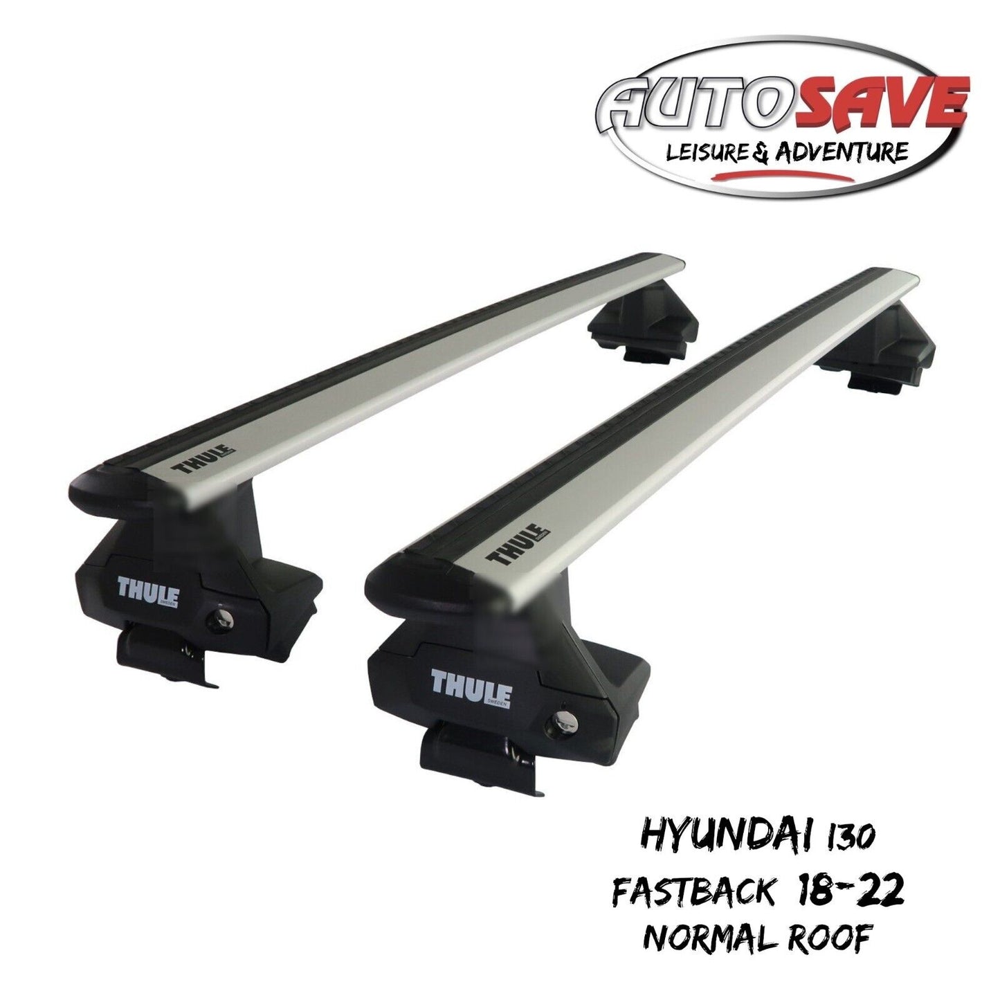 Thule WingBar Evo Silver Roof Bar Set for Hyundai i30 Fastback 18-22 Normal Roof