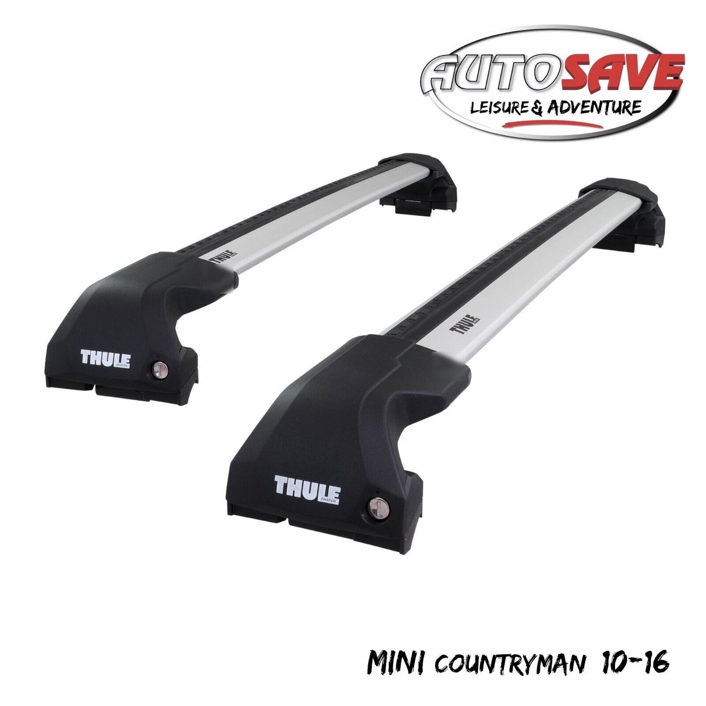 Thule WingBar Edge Silver Aluminium Roof Bars to fit Mini Countryman 10-16 Rails