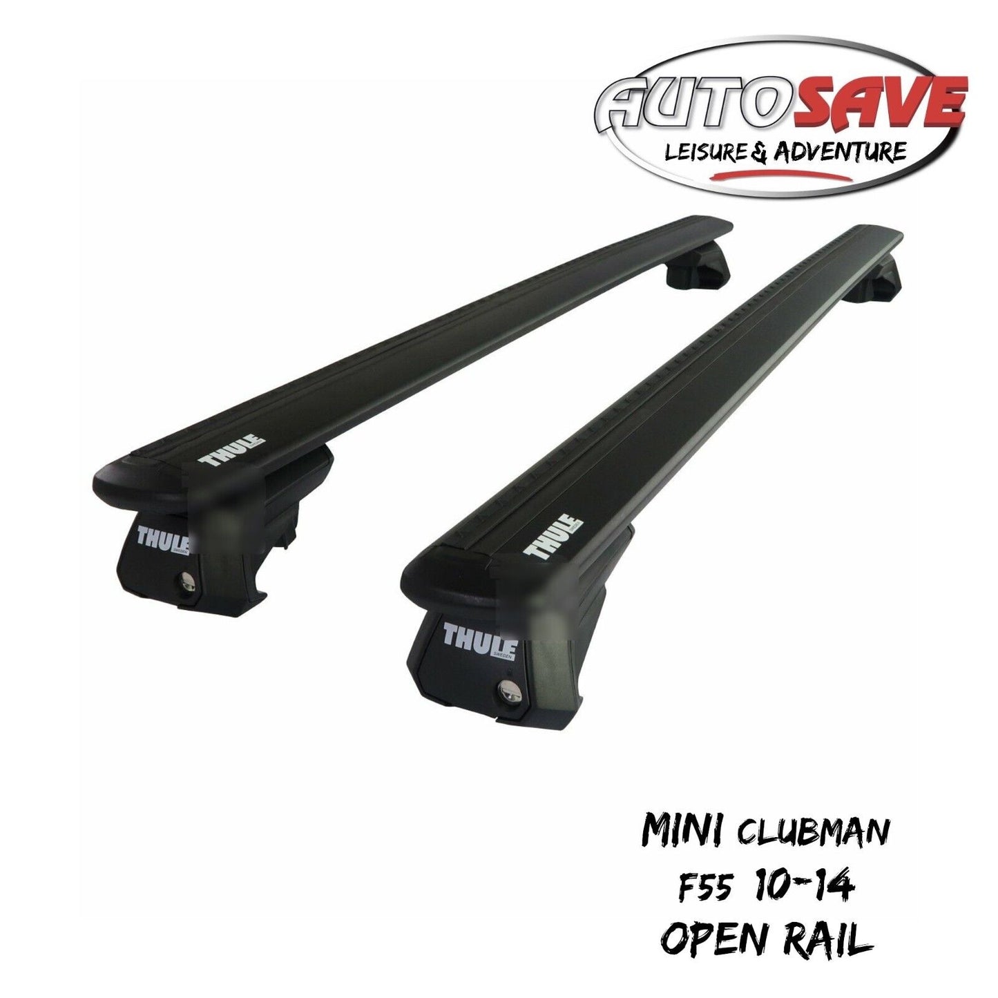 Thule Alu WingBar Evo Black Roof Bars to fit Mini Clubman R55 10-14 Open Rail