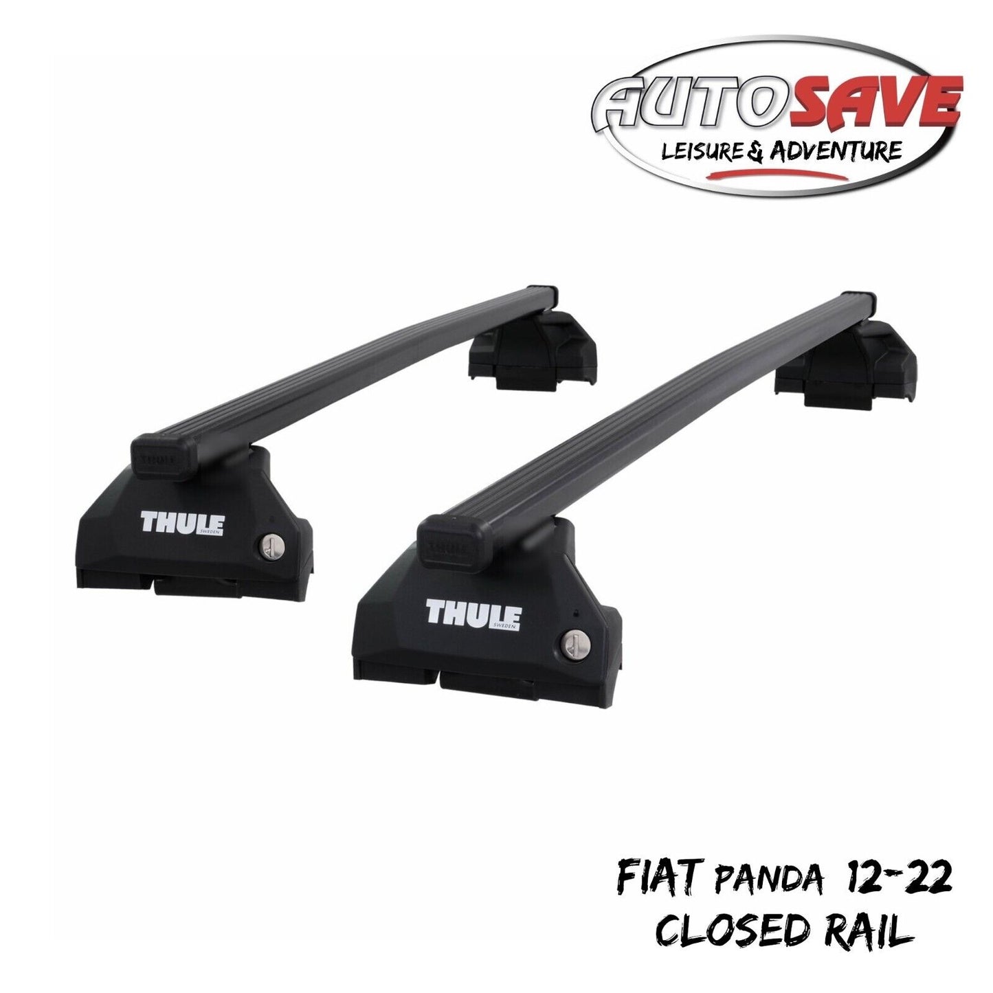 Thule Steel SquareBar Evo Roof Bars Set to fit Fiat Panda 12-22 Closed Rails