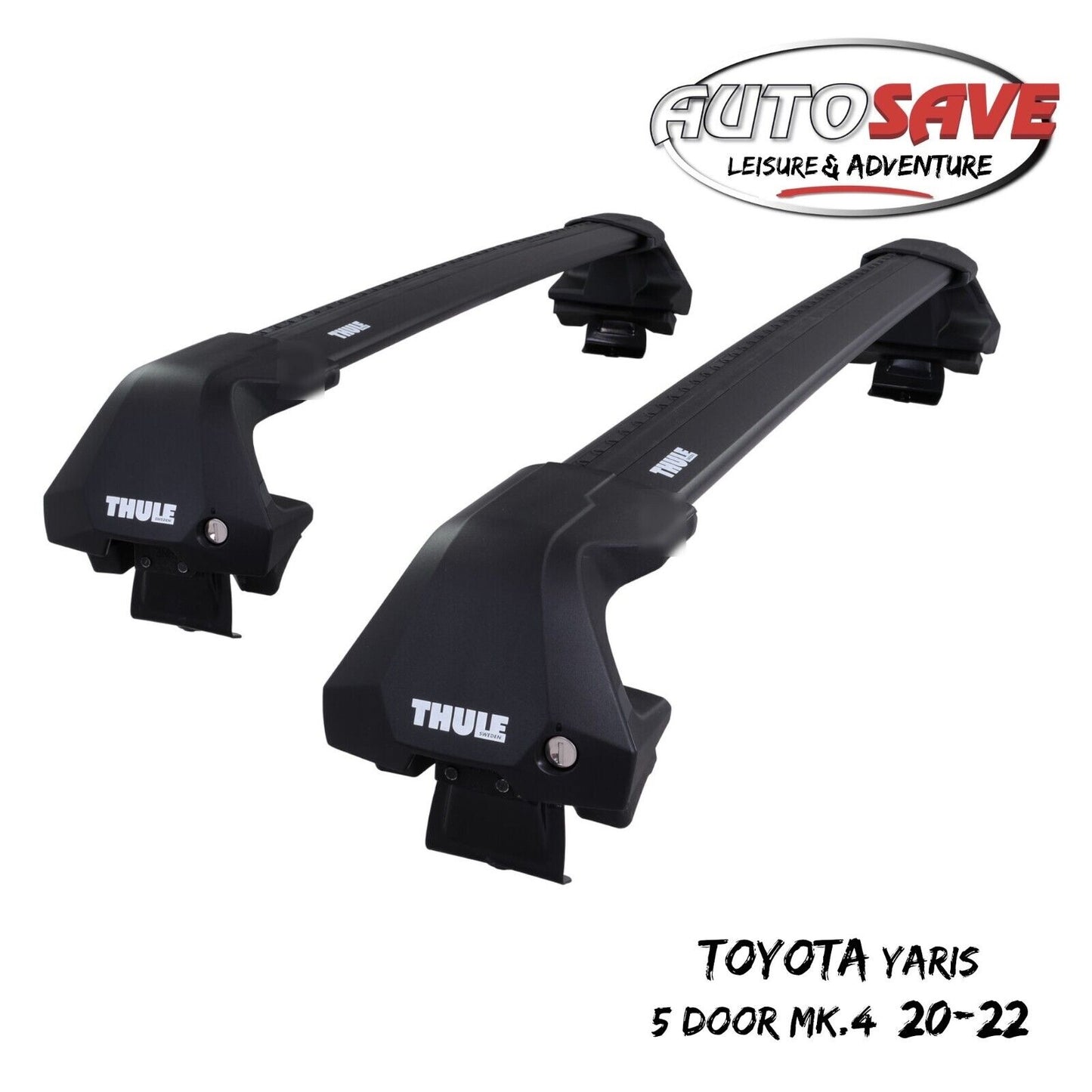 Thule WingBar Edge Black Aluminium Roof Bars for Toyota Yaris 5 Door Mk.4 20-22