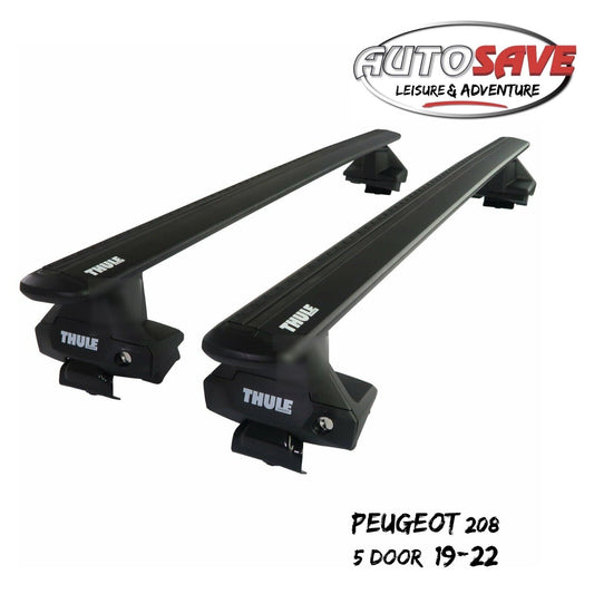 Thule Aluminum WingBar Evo Black Roof Bars Set to fit Peugeot 208 5 Door 19-22
