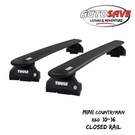 Thule Alu WingBar Evo Black Roof Bars fit Mini Countryman R60 10-16 Closed Rail