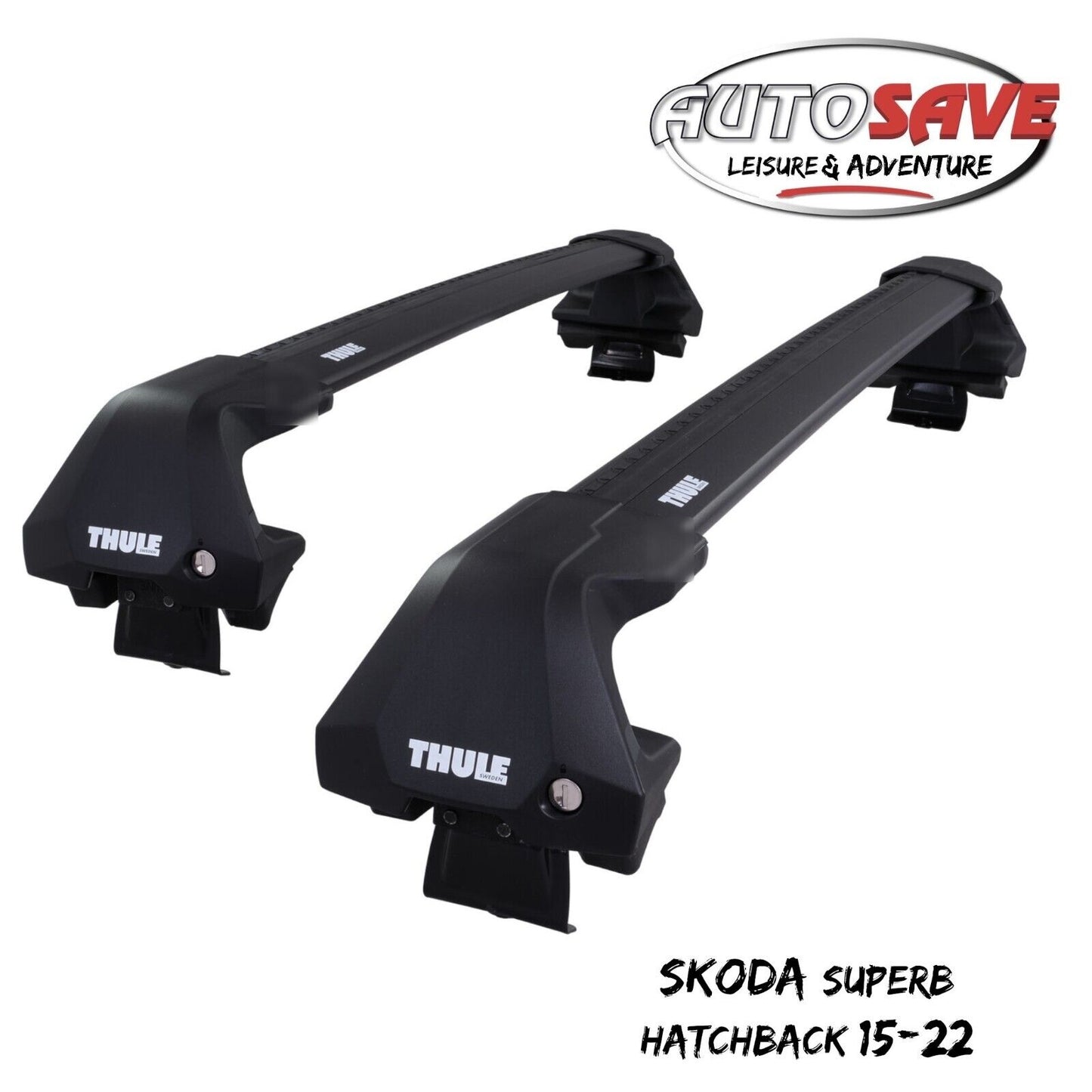 Thule WingBar Edge Black Aluminium Roof Bars for Skoda Superb Hatchback 15-22