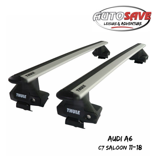Thule Aluminium WingBar Evo Silver Roof Bars Set to fit Audi A6 C7 Saloon 11-18