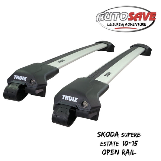 Thule WingBar Edge Silver Roof Bars Skoda Superb Estate 10-15 Open Rails Aero
