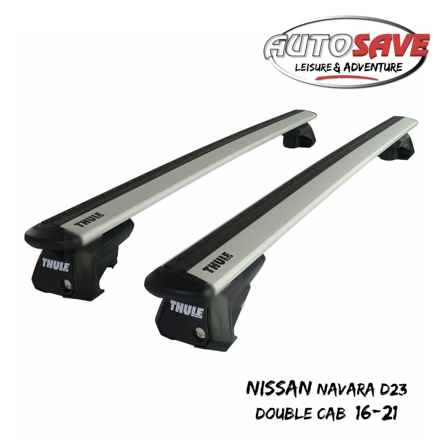 Thule WingBar Evo Silver Roof Bars for Nissan Navara Double Cab D23 16-21 Rails