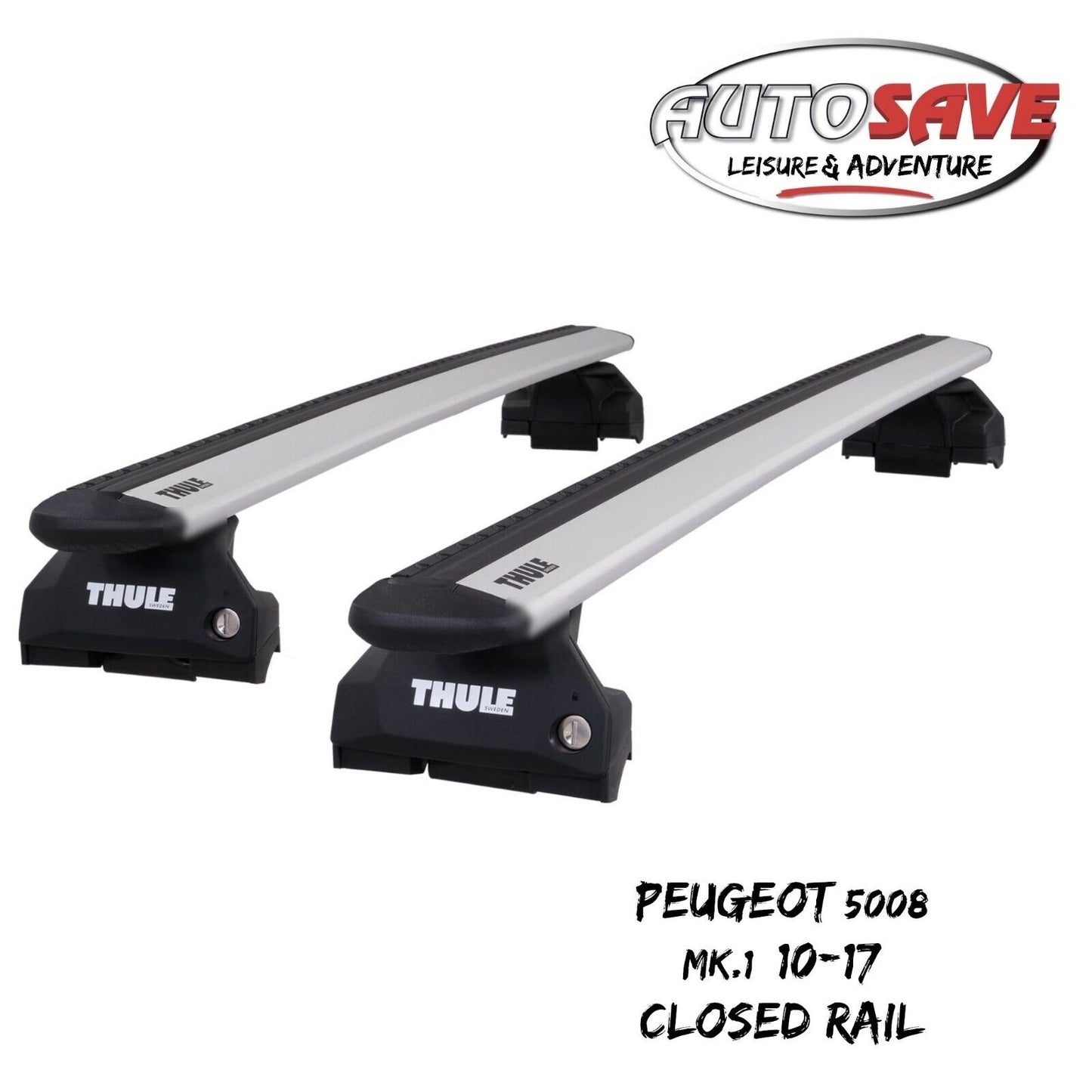 Thule WingBar Evo Silver Roof Bars Set for Peugeot 5008 Mk.1 10-17 Closed Rail