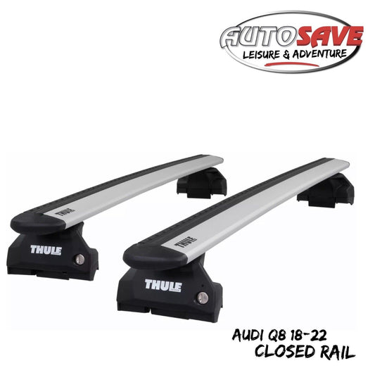 Thule Aluminium WingBar Evo Silver Roof Bars Set for Audi Q8 18-22 Closed Rail