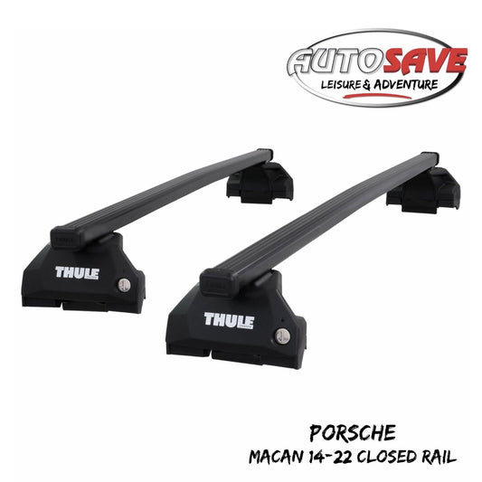 Thule Steel SquareBar Evo Roof Bars Set to fit Porsche Macan 14-22 Closed Rail