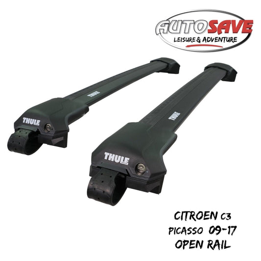 Thule WingBar Edge Black Roof Bars Citroen C3 Picasso 09-17 Open Rails Alu Aero
