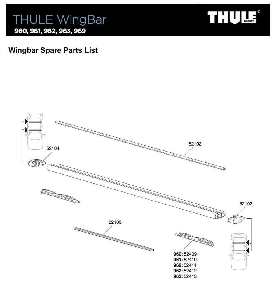 GENUINE THULE WINGBAR REPLACEMENT RUBBER STRIP 52102 FITS 960,961,962,963,969