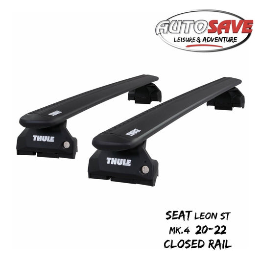 Thule WingBar Evo Black Roof Bars Set to fit Seat Leon ST Mk4 20-22 Closed Rail