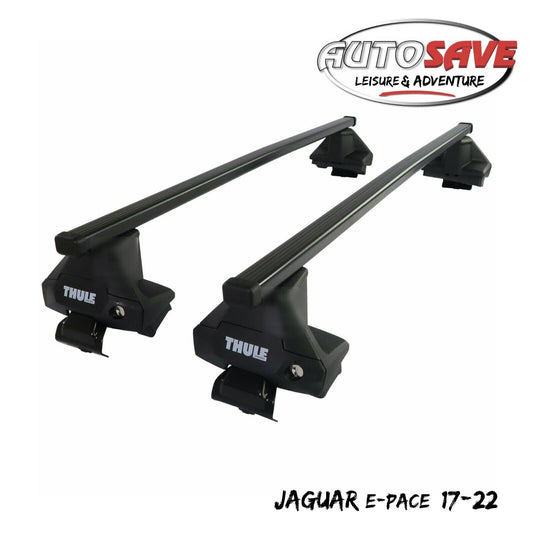 Thule Steel SquareBar Evo Roof Bars Set to fit Jaguar E-Pace 17-22 Lockable Pair
