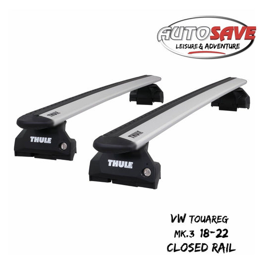 Thule Aluminium WingBar Evo Silver Roof Bar Set VW Touareg MK3 18-22 Closed Rail