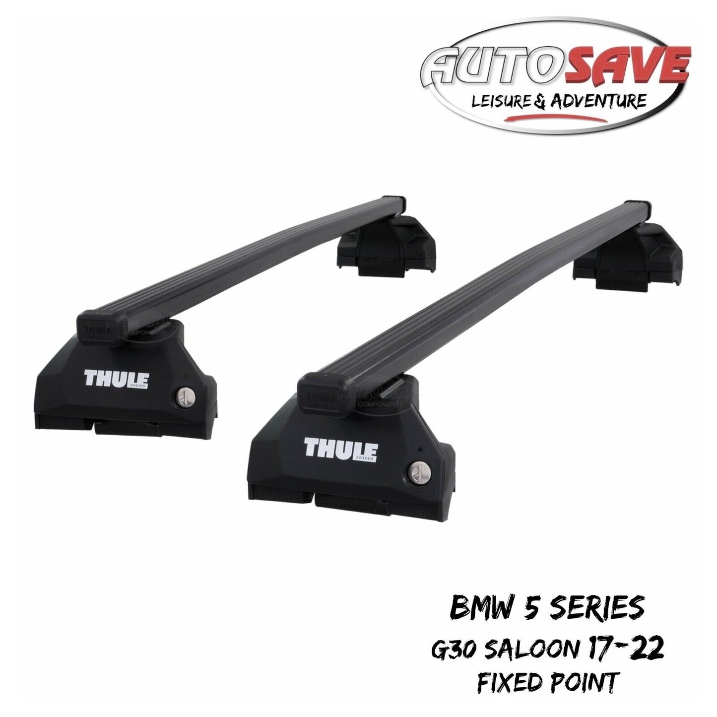 Thule Steel SquareBar Evo Roof Bars BMW 5 Series Saloon G30 17-22 Fixpoints