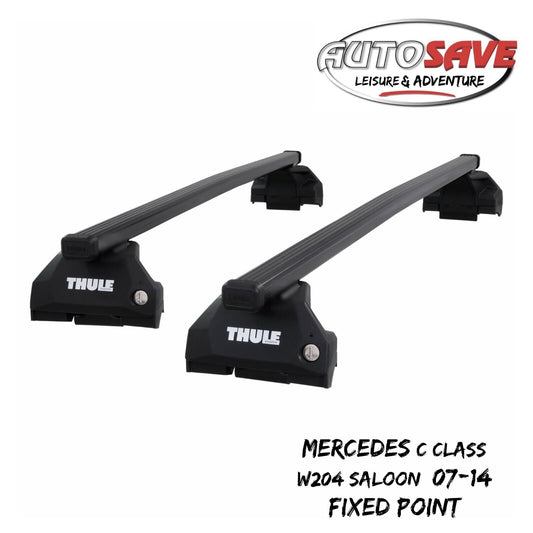 Thule SquareBar Evo Roof Bars for Mercedes C Class Saloon W204 07-14 Fixpoints