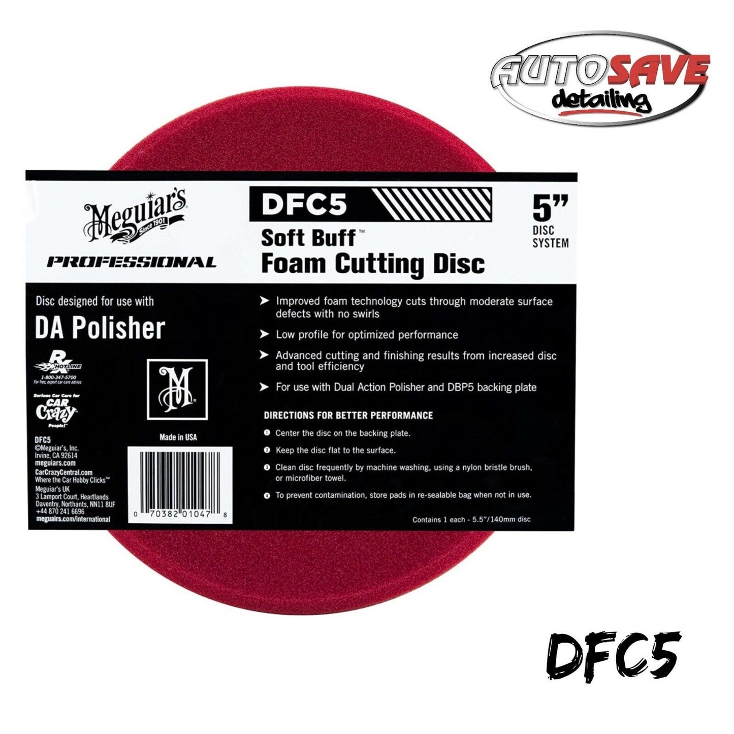 Meguiars 5inch  Professional Soft Buff Foam Cutting Disc Swirl Removal - DFC5