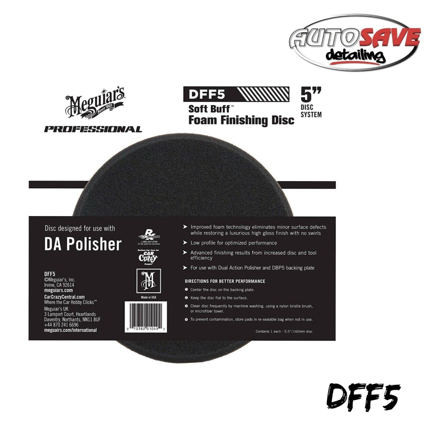 MEGUIARS DFF5 SOFT BUFF 5inch  FOAM FINISHING PAD  G220V2