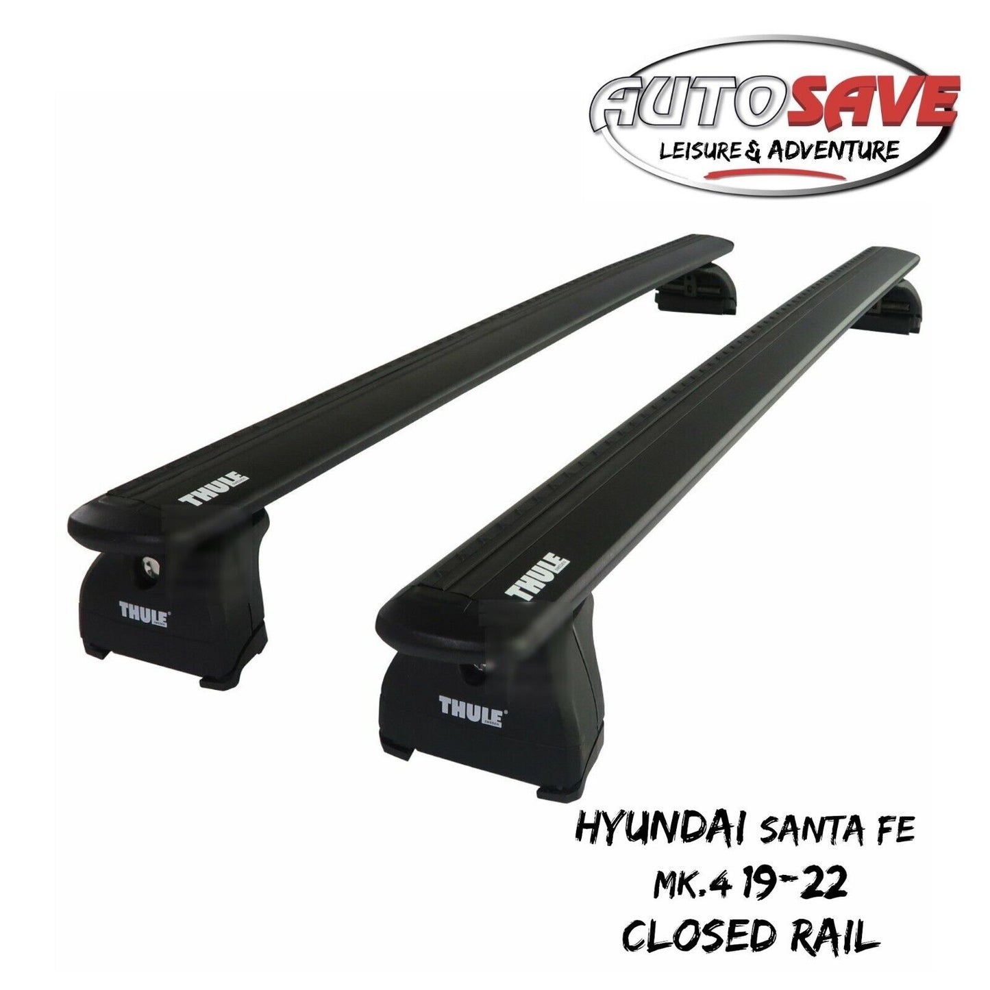 Thule WingBar Evo Black Roof Bar Set fit Hyundai Santa Fe Mk.4 19-22 Closed Rail