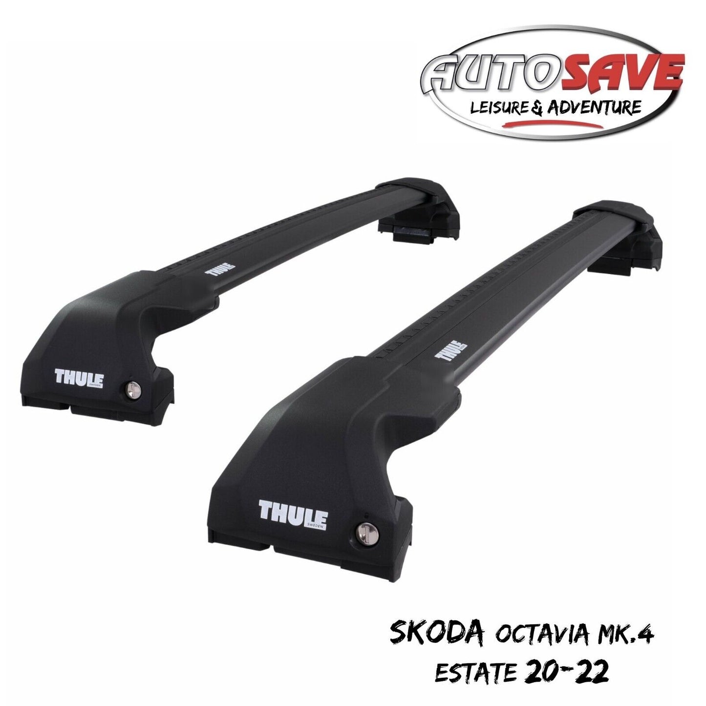 Thule WingBar Edge Black Roof Bars Set for Skoda Octavia Estate Mk.4 20-22 Rails