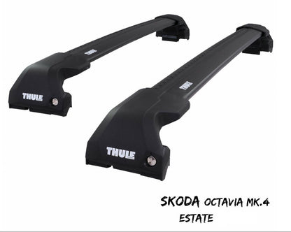 WingBar Edge (black) Roof Bar Set for Skoda Octavia Estate Mk.4 20-26 Flush Rails