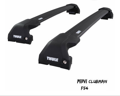 WingBar Edge (black) Aluminium Roof Bars to fit Mini Clubman (F54) 2016-26 Flush Rails