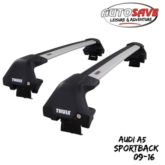 Thule WingBar Edge Silver Aluminium Roof Bars Set for Audi A5 Sportback B8 09-16