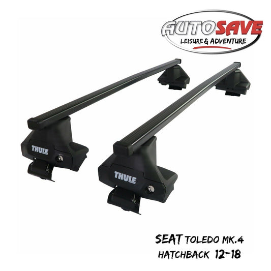 Thule Steel SquareBar Evo Roof Bars Set to fit Seat Toledo Mk.4 Hatchback 12-18