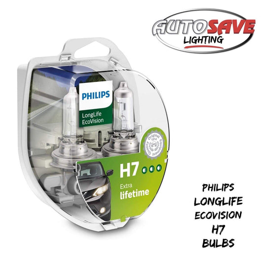 Philips LongLife EcoVision H7 Car Headlight Bulb 12972LLECOS2 (Twin)