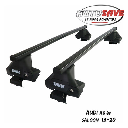 Thule Steel SquareBar Evo Roof Bars Set to fit Audi A3 8V Saloon 13-20 Lockable