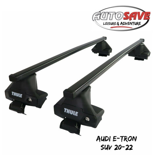 Thule Steel SquareBar Evo Roof Bars Set for Audi e-tron SUV 20-22 Lockable Pair