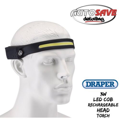 Draper COB LED Rechargeable 2 n 1 Head torch 28236