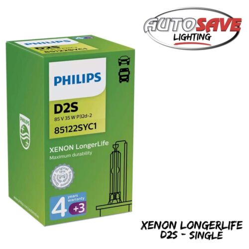 Philips D2S Longerlife 85V 35W 85122SYC1 Xenon Car Headlight Bulb PK32d-2