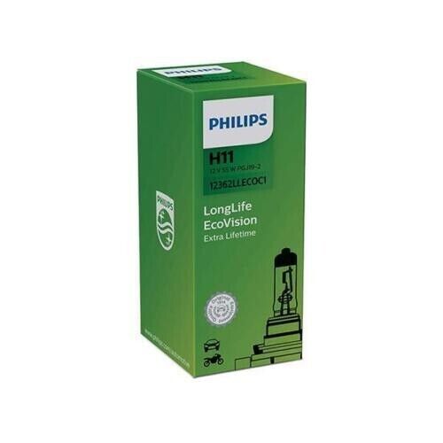 Philips LongLife EcoVision H11 Car Headlight Bulb 12362LLECOC1 (Single)