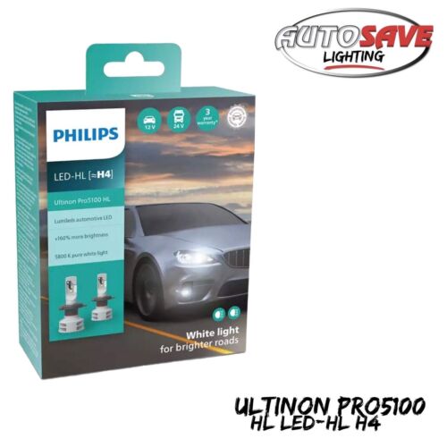 Philips Ultinon Pro5100 LED Pro 5100 5800K Car Headlight Bulbs H4 Twin Pack